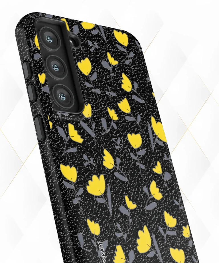 Tulips Shower Black Leather Case