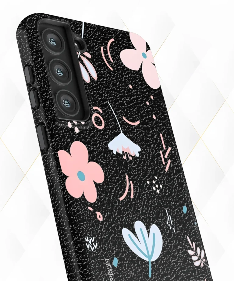 Raining Petals Black Leather Case