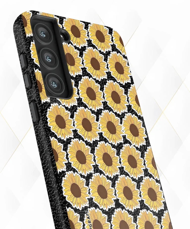 Sunflowers Black Leather Case