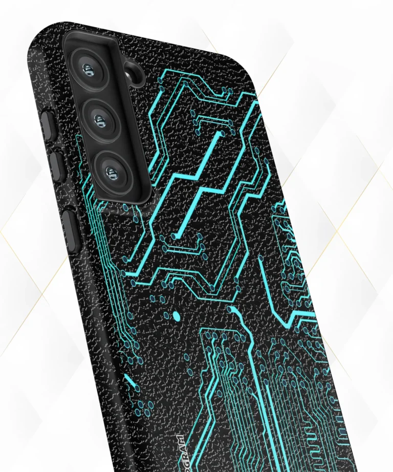 Neon Circuits Black Leather Case