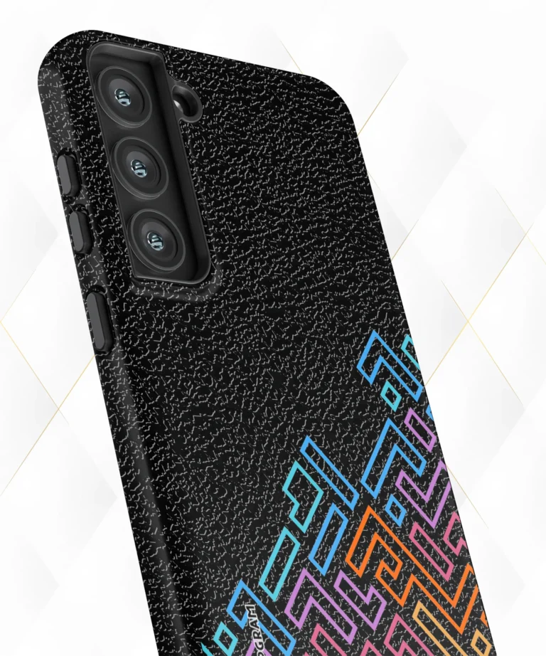 Neon Tetris Black Leather Case