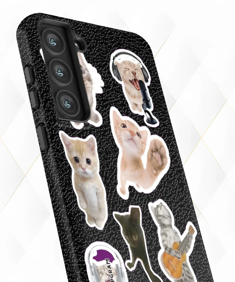 Cat Paws Black Leather Case