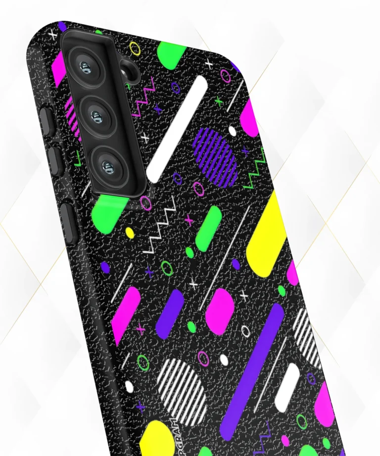 Digital Patterns Black Leather Case