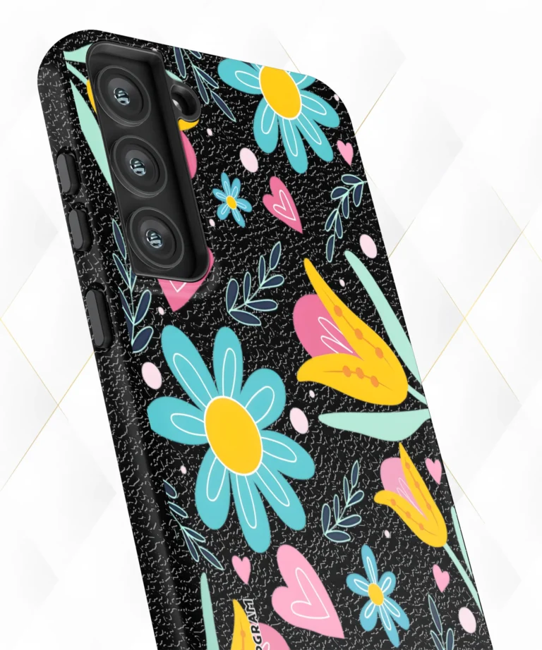 Color Petals Black Leather Case