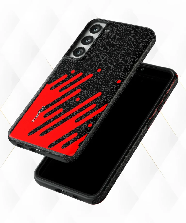 Red Splash Black Leather Case