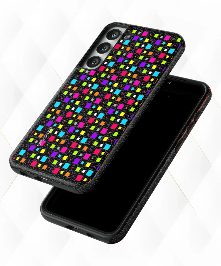 Colored Checkers Black Leather Case