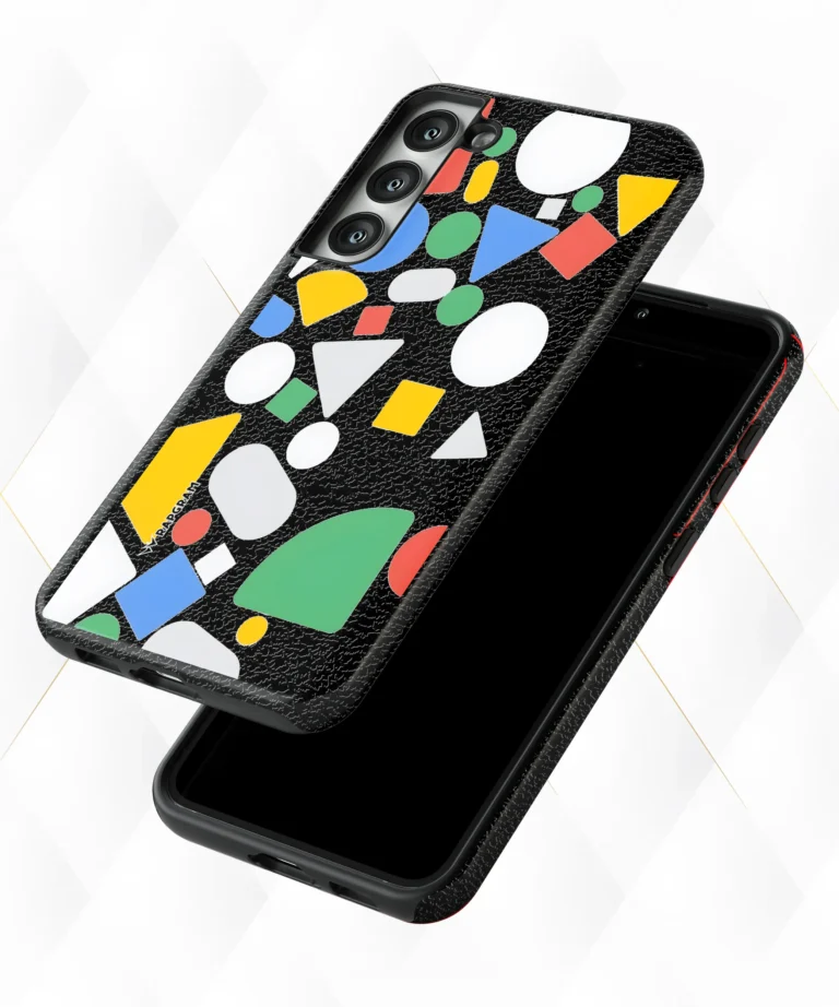 Color Shapes Black Leather Case