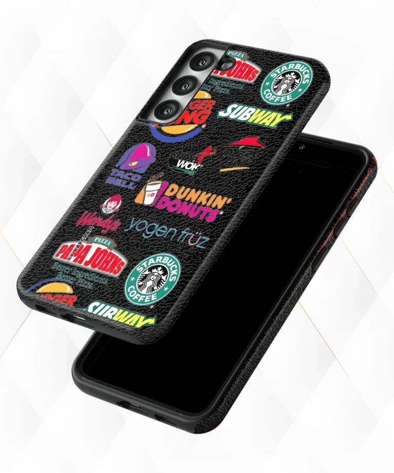 Fastfood Chains Black Leather Case