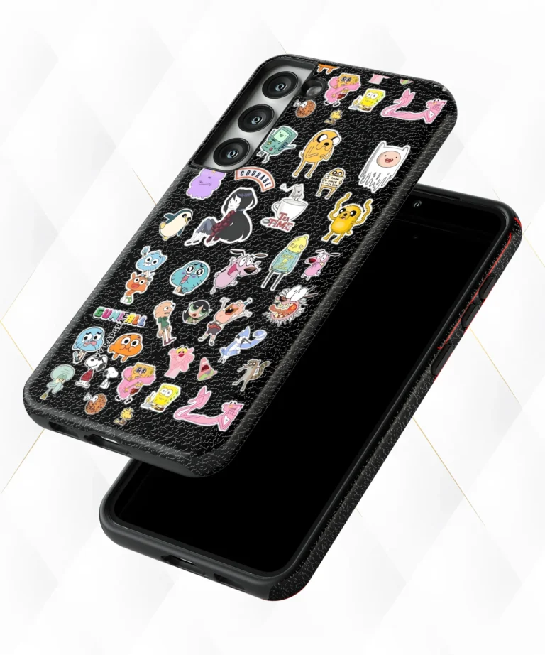 Toon Stickers Black Leather Case