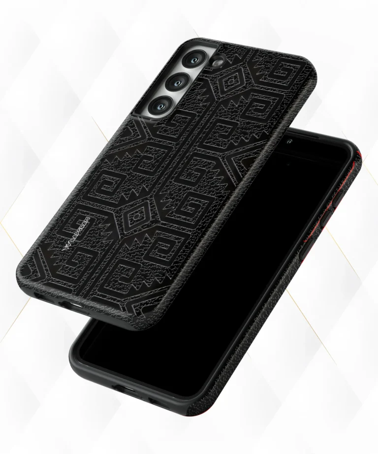 Patterned Black Leather Case