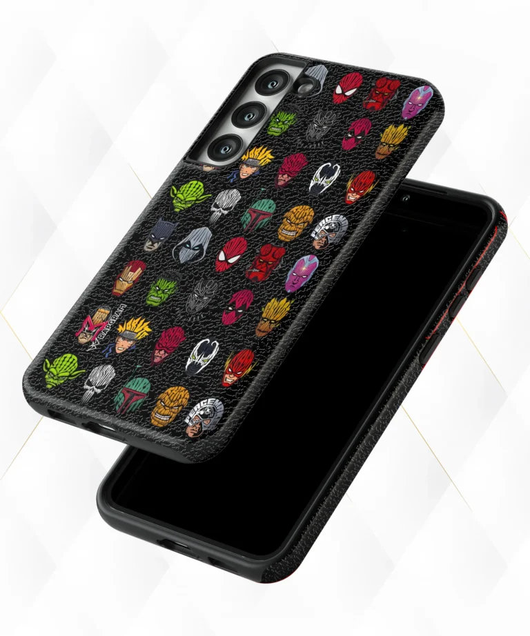 Masked Heroes Black Leather Case