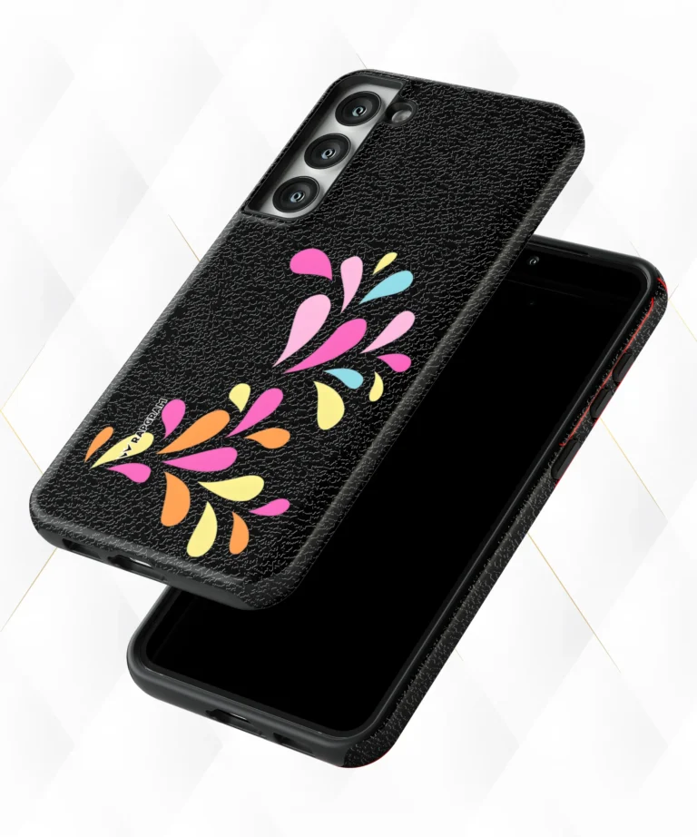 Petal Shower Black Leather Case