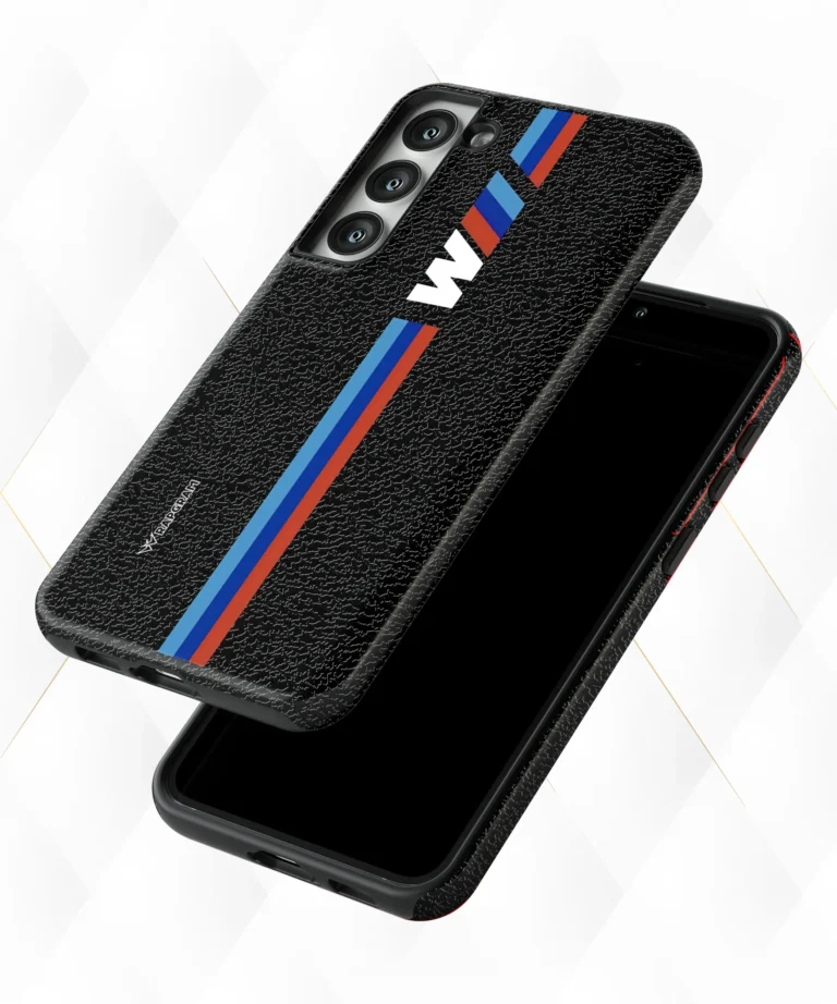 3Striped Black Leather Case