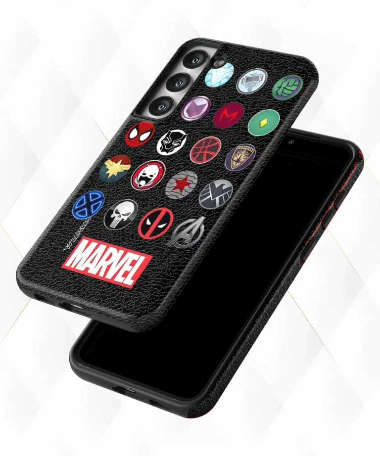 Marvel Badges Black Leather Case