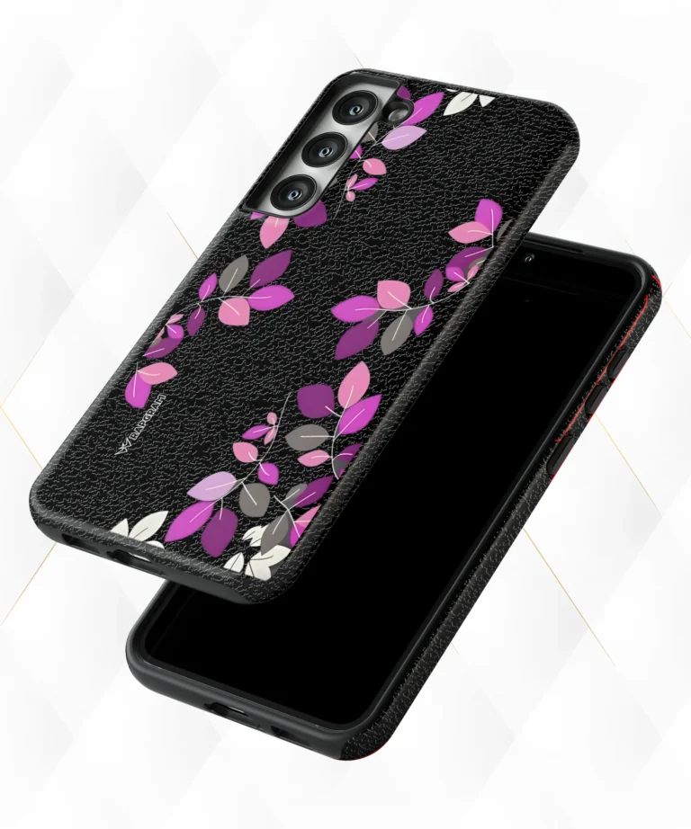 Shrub Violets Black Leather Case