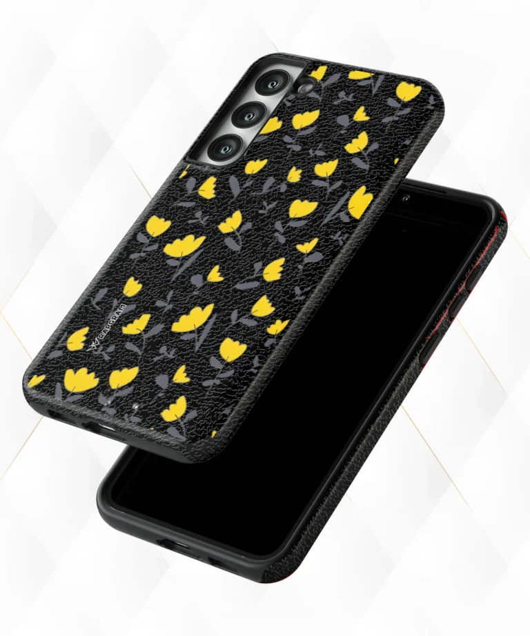 Tulips Shower Black Leather Case