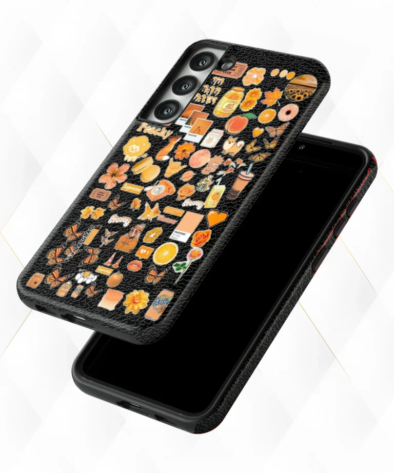 Peachy Snacks Black Leather Case