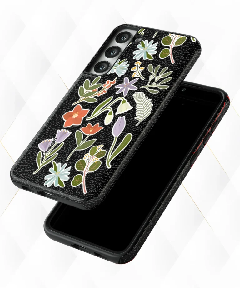 Violet Tulips Black Leather Case