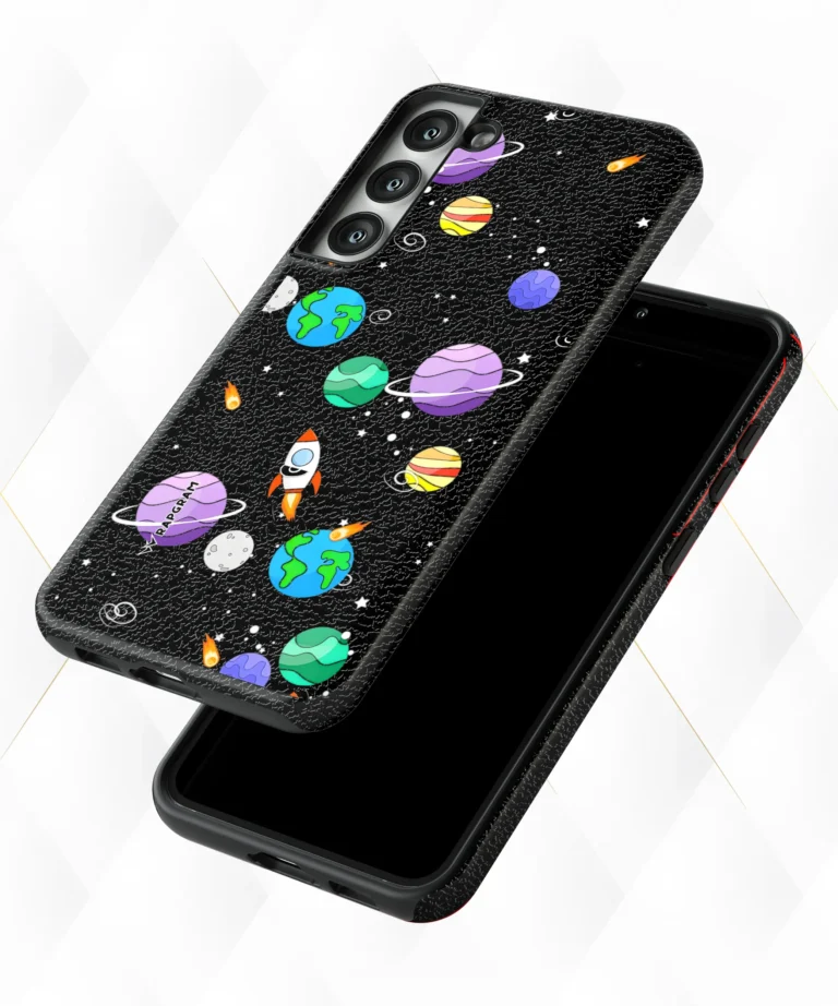 Comet Planet Black Leather Case