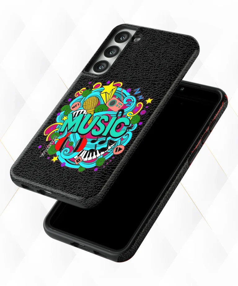 Music Swirls Black Leather Case