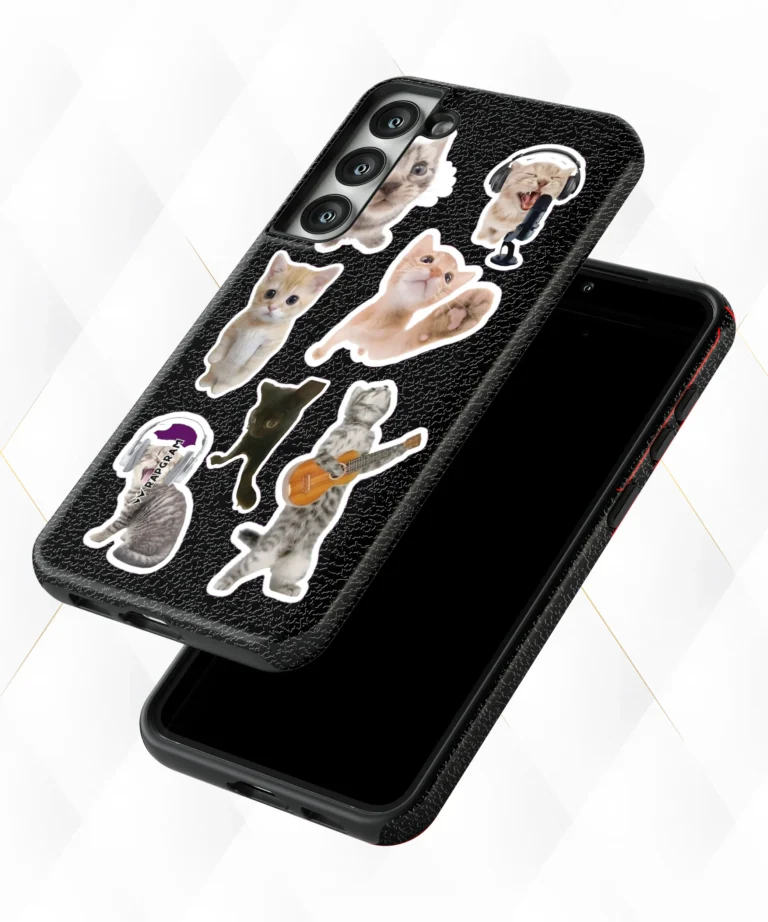 Cat Paws Black Leather Case