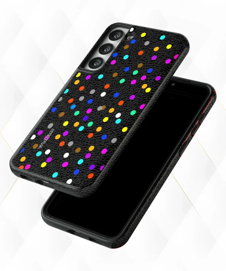 Pop Dots Black Leather Case