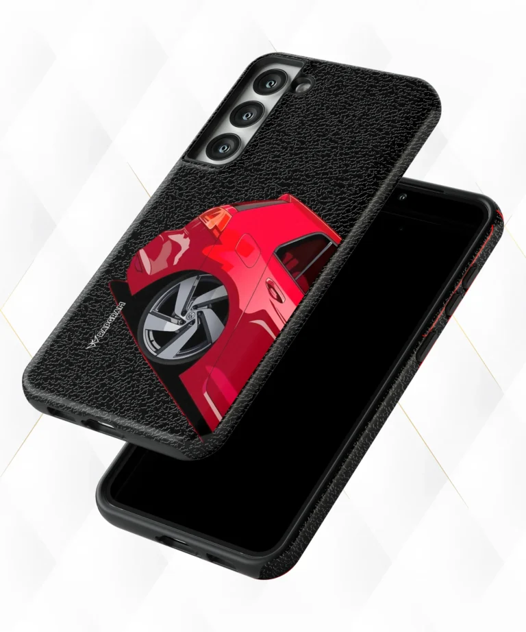 Red Cars Black Leather Case