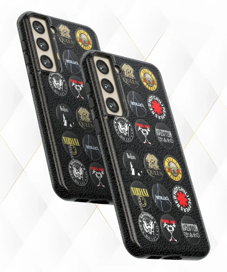 Rock Badges Black Leather Case