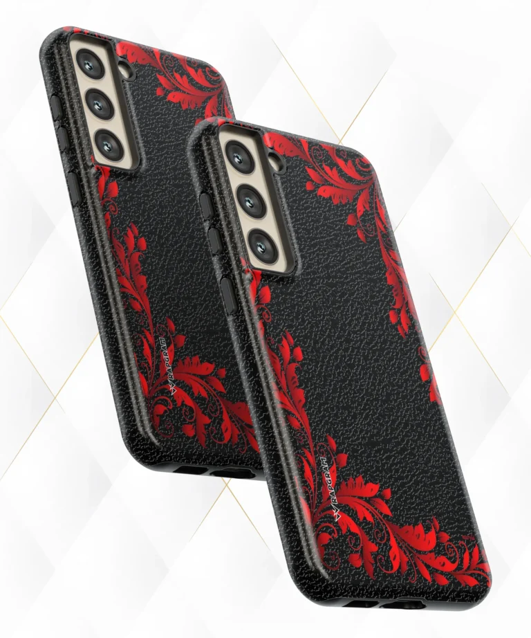 Red Ferns Black Leather Case