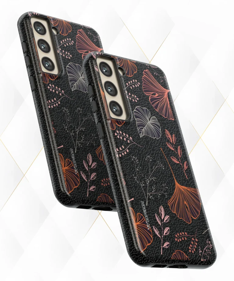 Black Leaves Black Leather Case