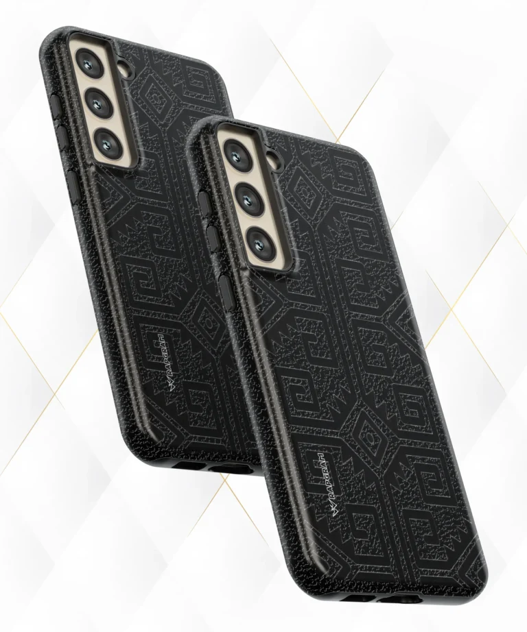 Patterned Black Leather Case