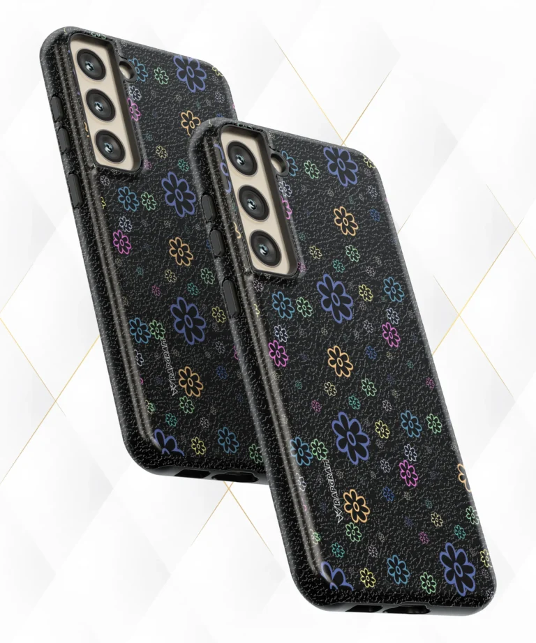 Petal Drops Black Leather Case