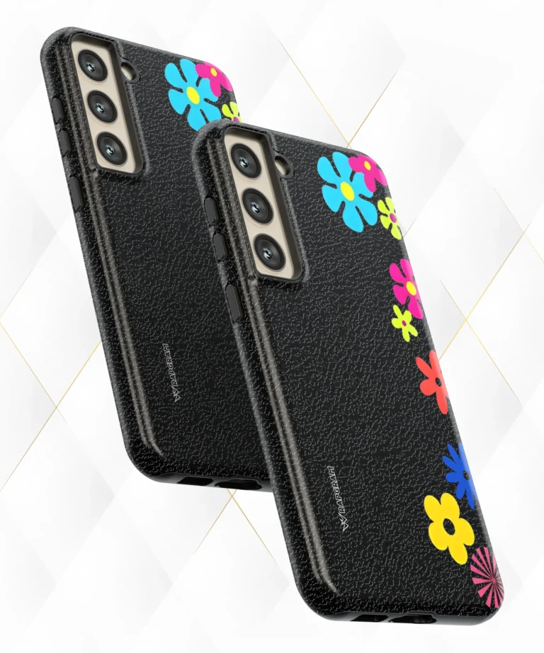 Side Floral Black Leather Case