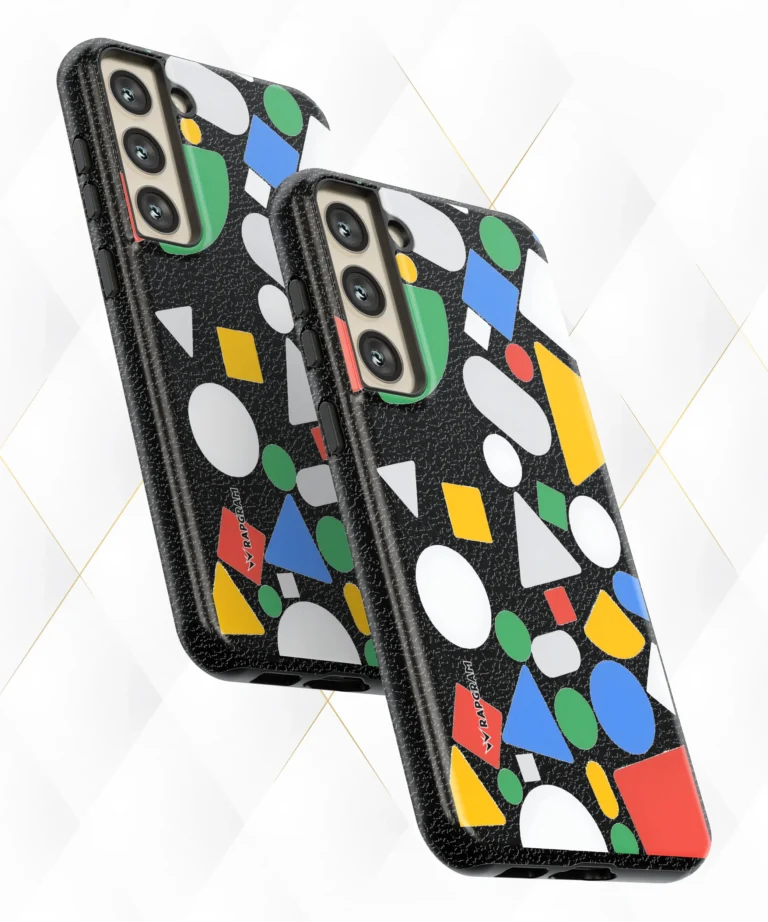 Colored Shapes Black Leather Case