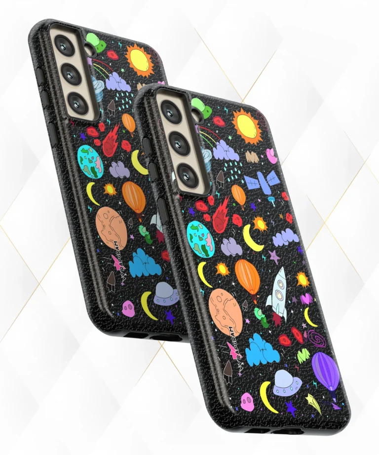 Space Planets Black Leather Case