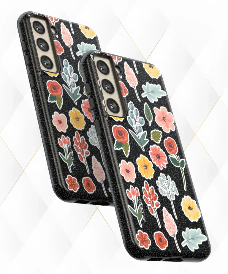 Berries Roses Black Leather Case