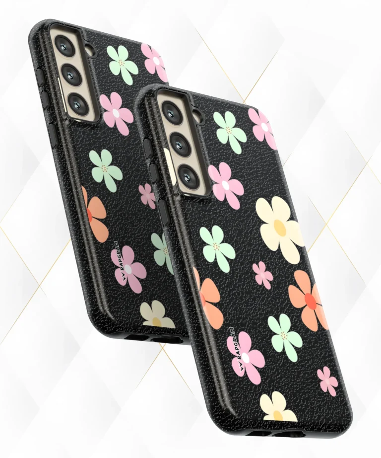 Cute Petals Black Leather Case