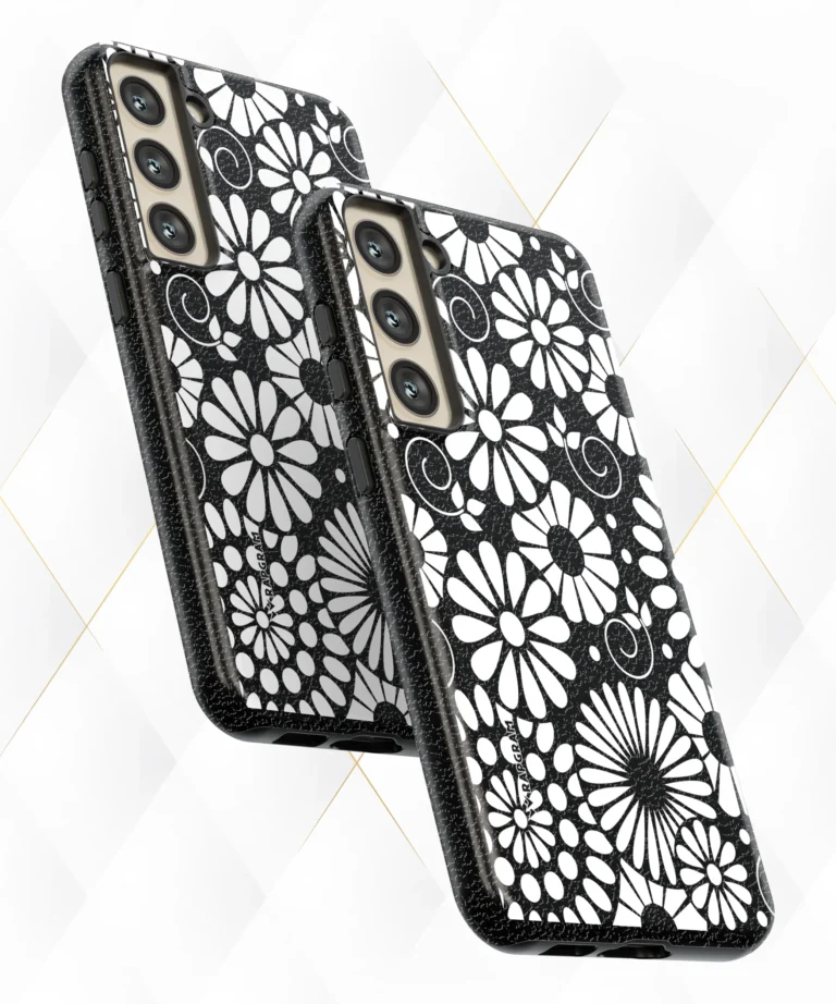 Mono Flowers Black Leather Case