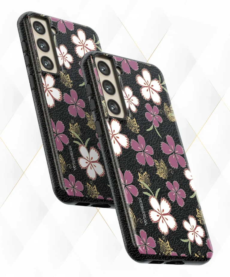 Fly Blooms Black Leather Case