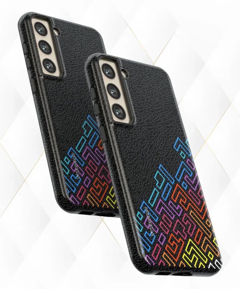 Neon Tetris Black Leather Case
