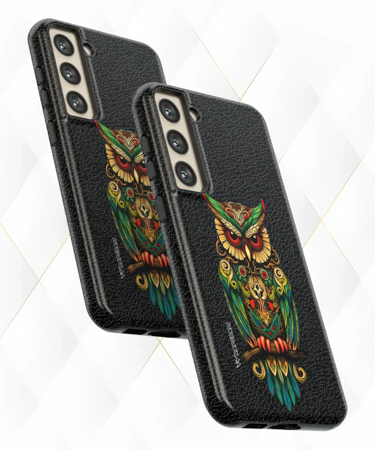 Owl Glare Black Leather Case