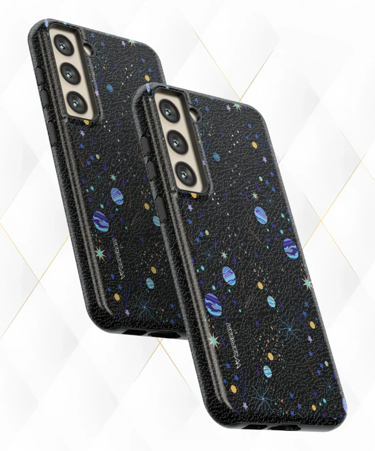 Stars Planets Black Leather Case