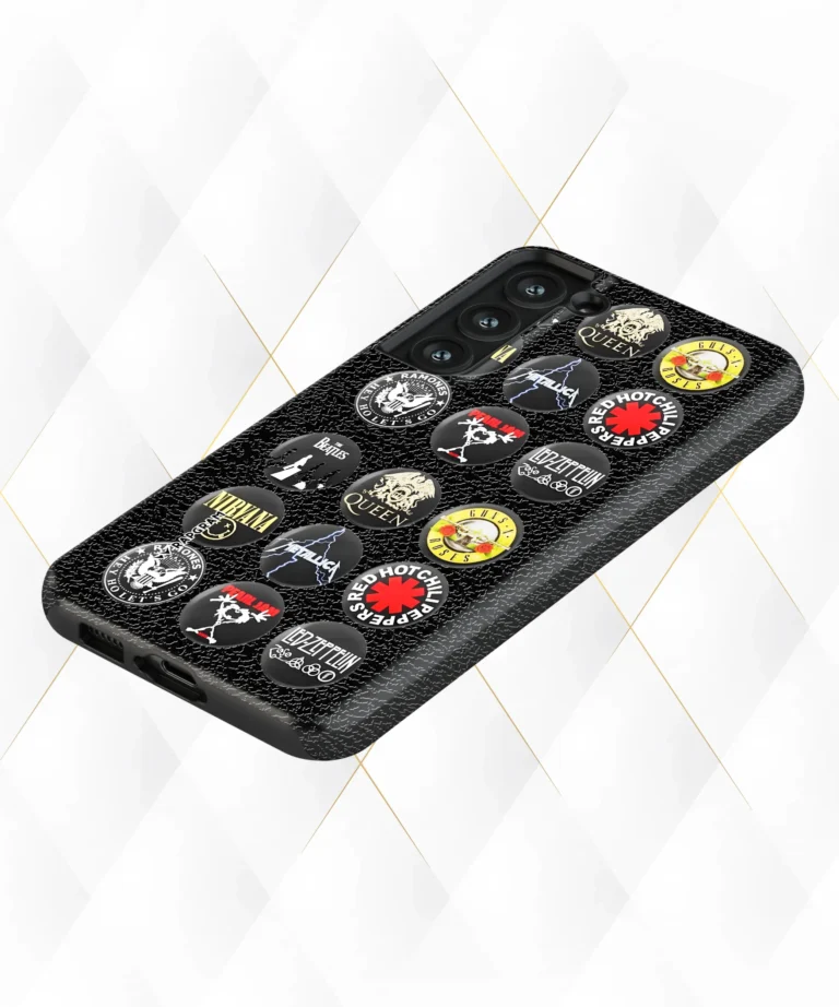 Rock Badges Black Leather Case