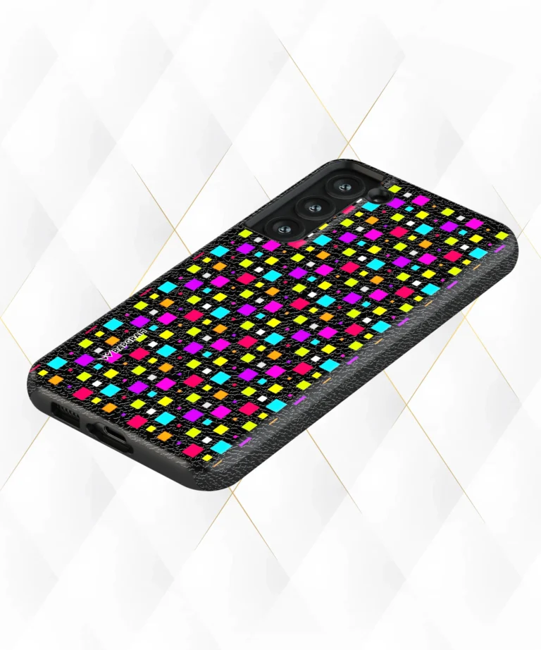 Colored Checkers Black Leather Case
