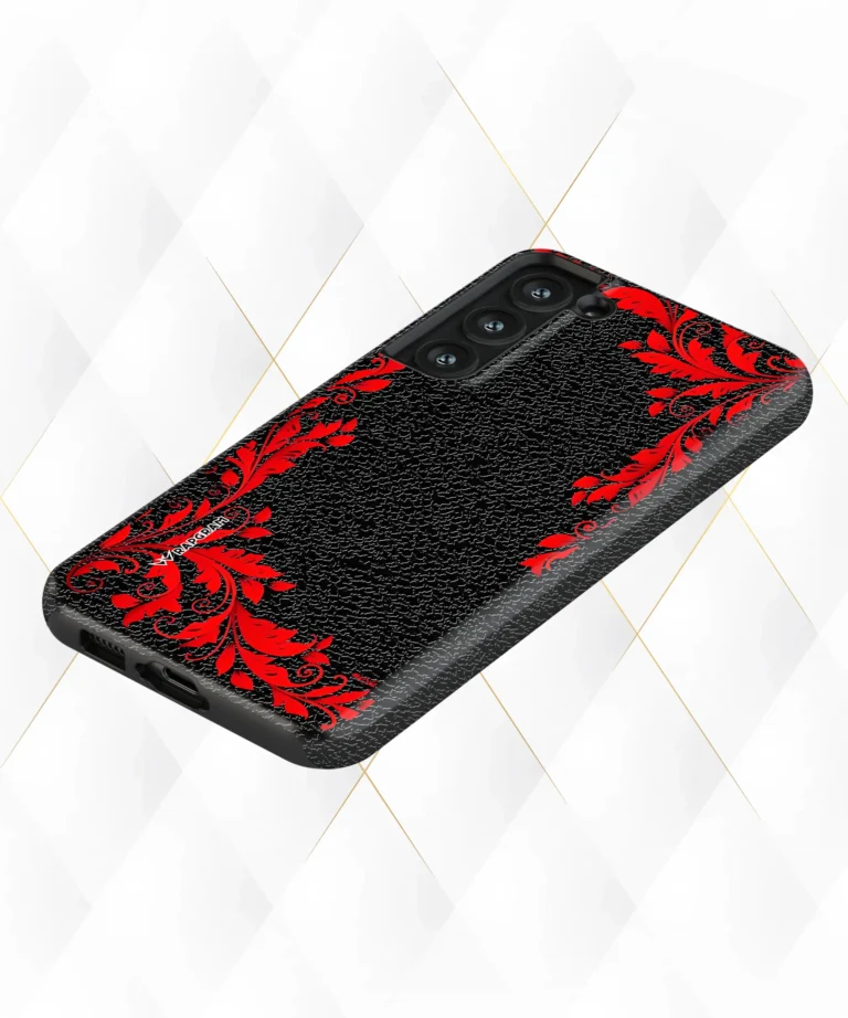 Red Ferns Black Leather Case