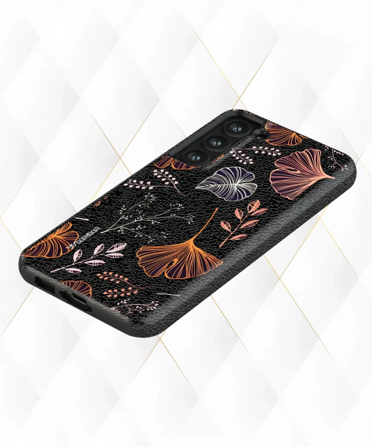 Black Leaves Black Leather Case