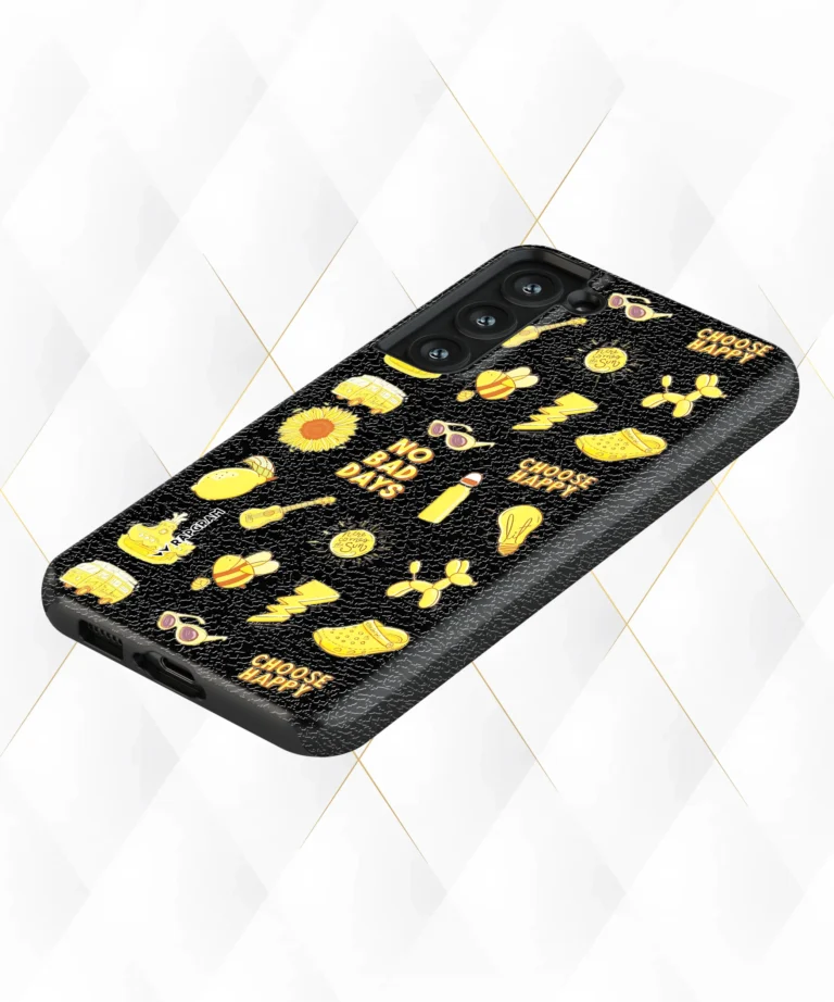 Choose Happy Black Leather Case