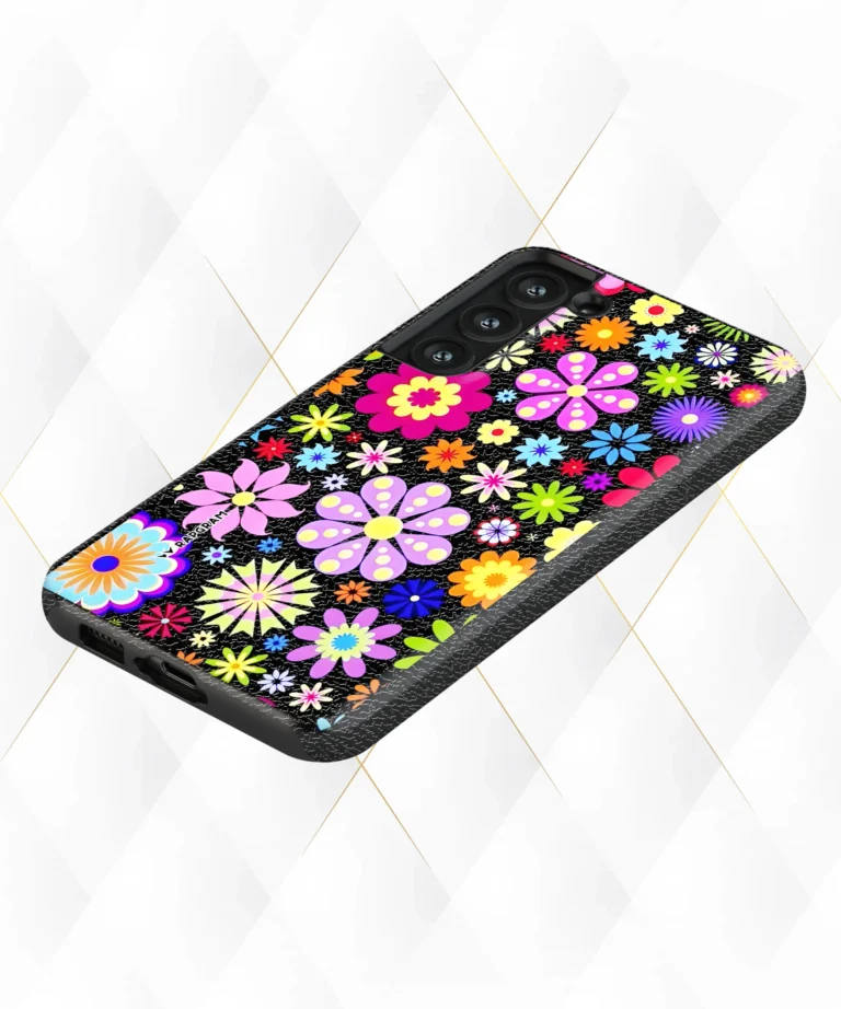 Flora Curls Black Leather Case