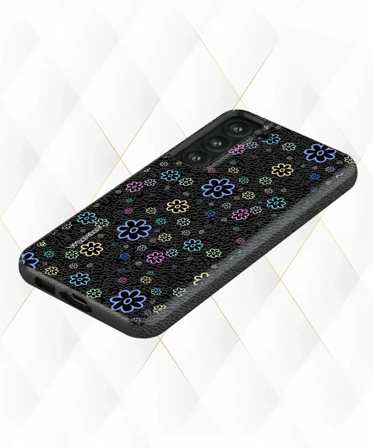 Petal Drops Black Leather Case