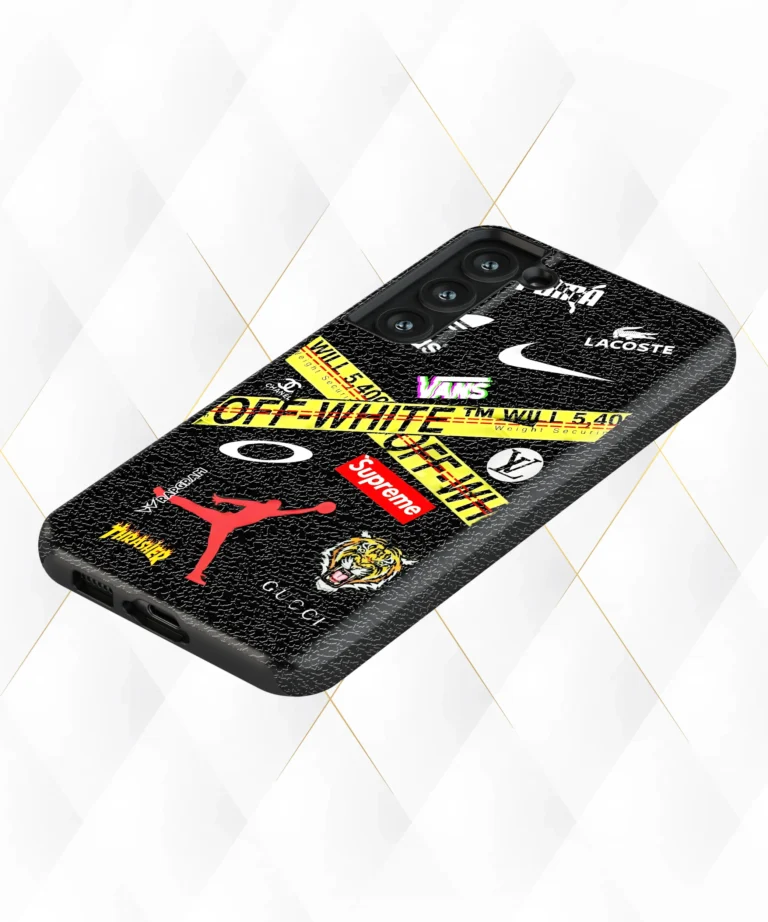 Off White Black Leather Case
